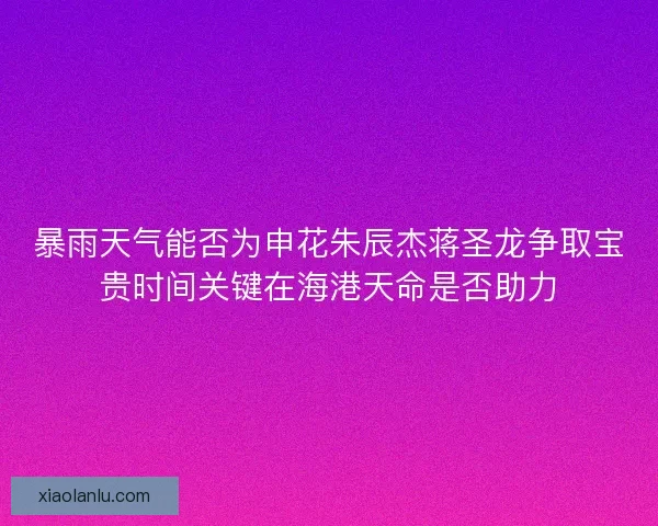 暴雨天气能否为申花朱辰杰蒋圣龙争取宝贵时间关键在海港天命是否助力