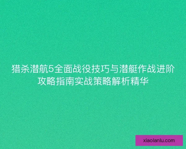 猎杀潜航5全面战役技巧与潜艇作战进阶攻略指南实战策略解析精华