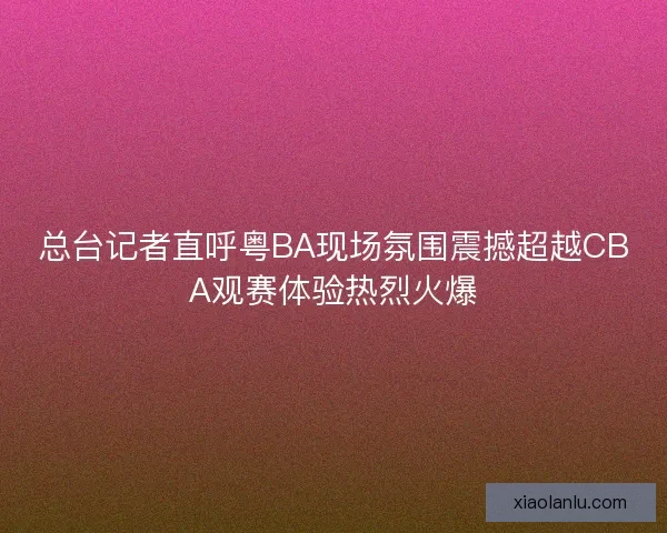 总台记者直呼粤BA现场氛围震撼超越CBA观赛体验热烈火爆