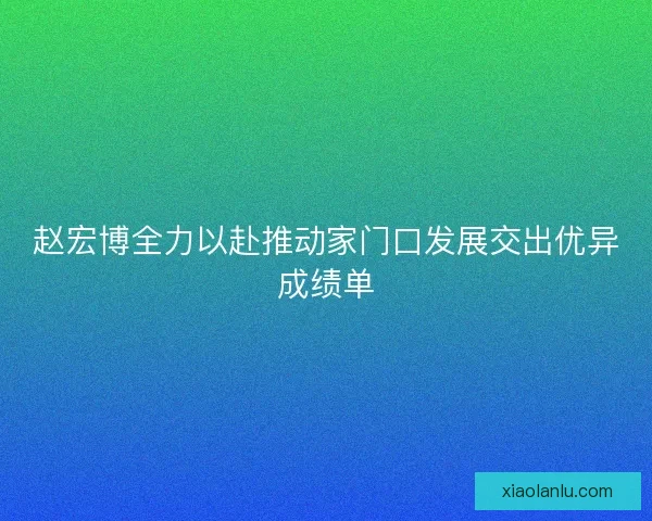 赵宏博全力以赴推动家门口发展交出优异成绩单
