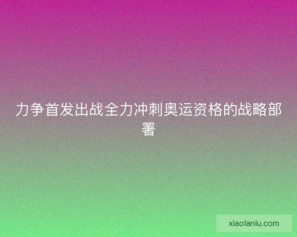 力争首发出战全力冲刺奥运资格的战略部署